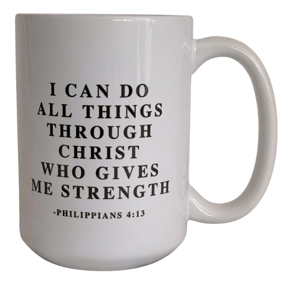 ORCA COATINGS Mug Ceramic White with Black Inspirational Philippians 4:13